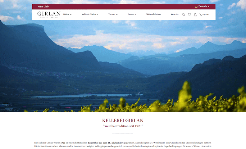 Mock up Kellerei Girlan for Desktop Mock up Kellerei Girlan for Desktop