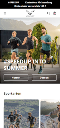 Mock up Dynafit per Mobile