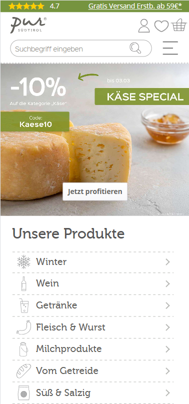 Mock up Pur Suedtirol für den Mobile Mock up Pur Suedtirol für den Mobile
