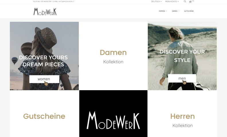 Mock up Modewerk for Desktop